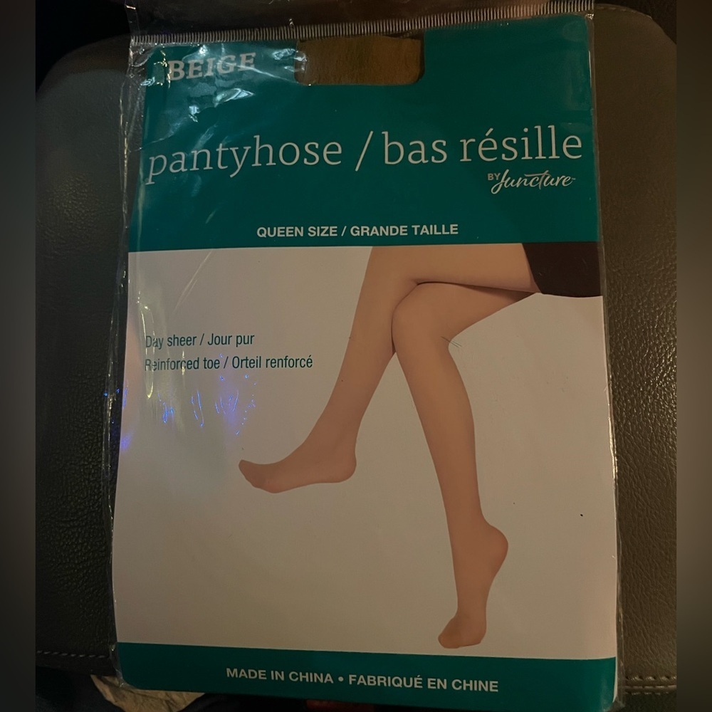 NWT Beige Pantyhose size Queen